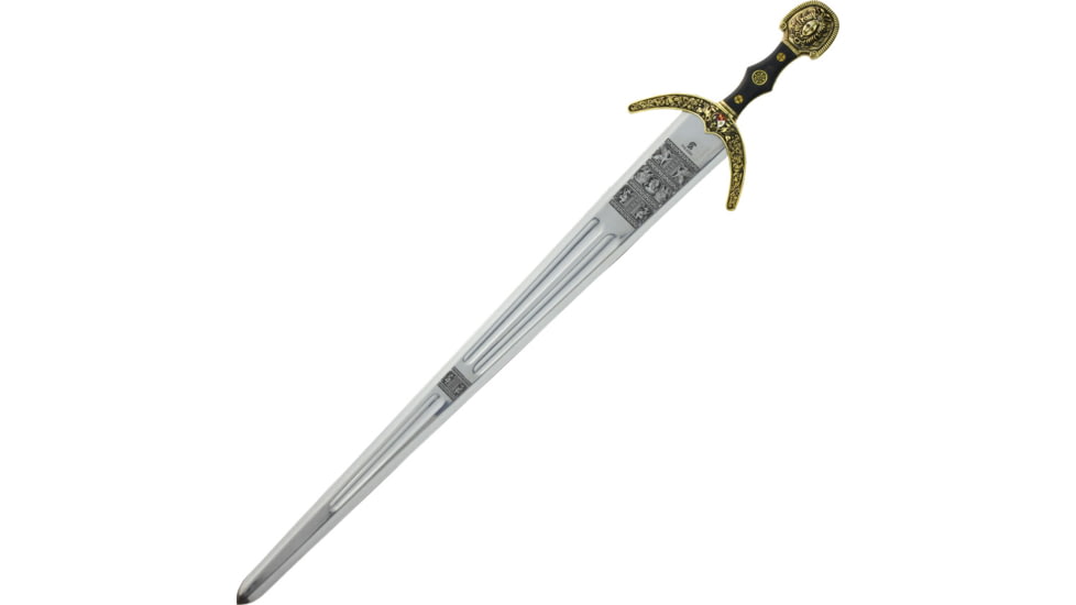 Gladius Cinquedea Sword, 31 unsharpened carbon steel blade, Aged brass finish metal alloy handle, 295