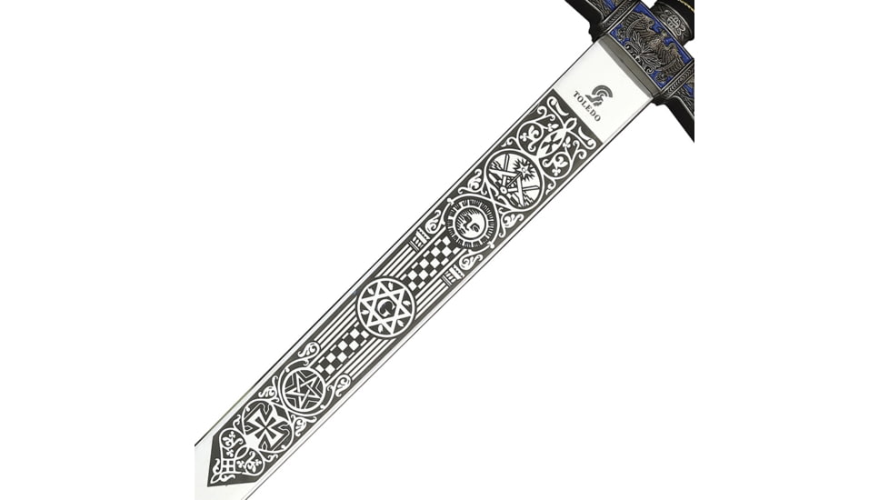 Gladius Silver Masonic Sword, 42.5in Overall, 33.5in Stainless Blade, Antique Silver Metal Alloy Handle, 241