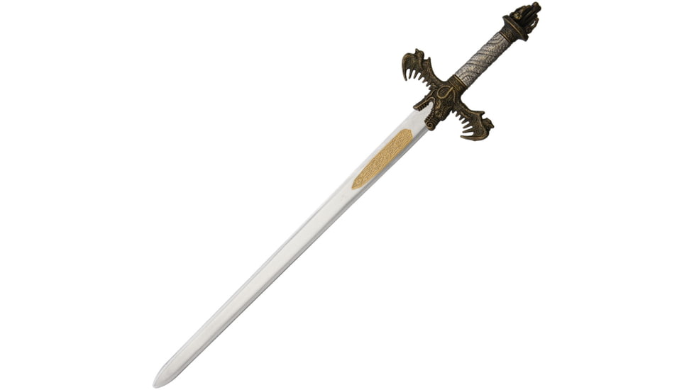 Gladius Mini Barbarian Sword, 8.25 unsharpened metal alloy blade, Aged brass finish metal alloy handle, 9