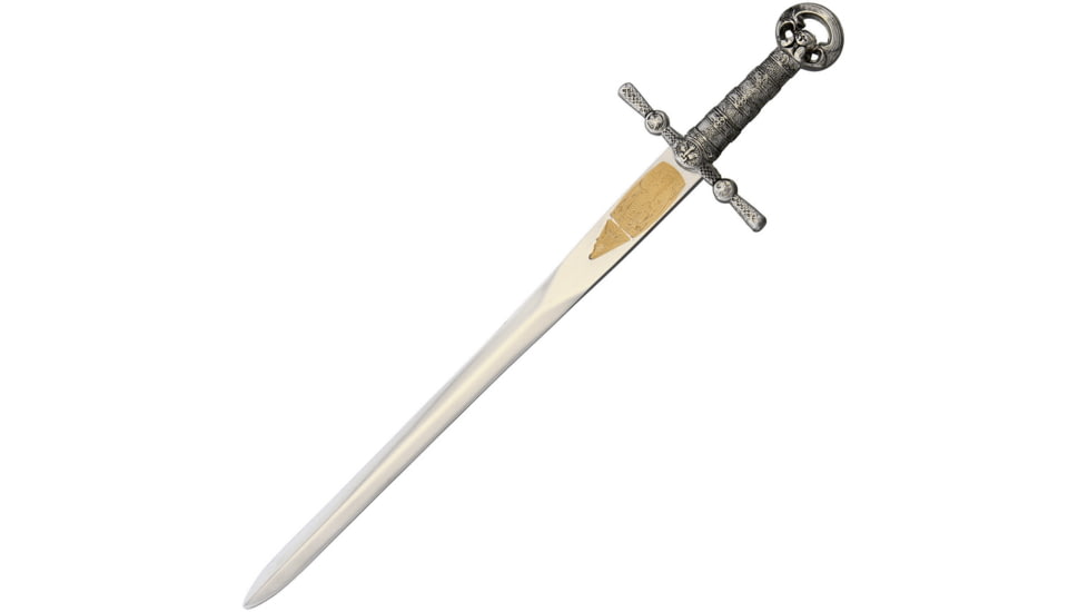 Gladius Mini Pope Crusaders Sword, 8.25 unsharpened metal alloy blade, Silver finish metal alloy handle, 12