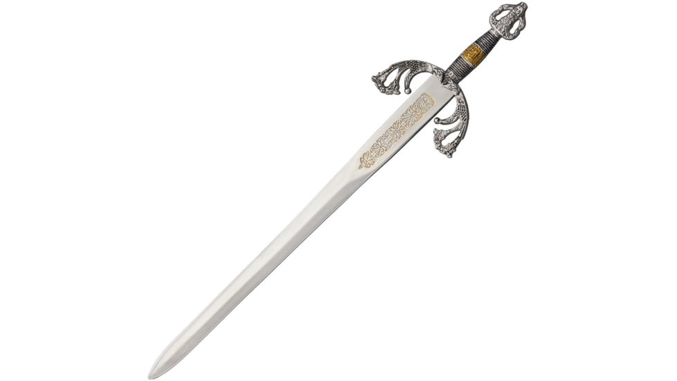 Gladius Mini Tizona Sword, 8.25 unsharpened metal alloy blade, Silver finger grooved metal alloy handle, 7