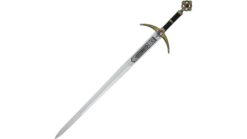 Gladius Robin Hood Sword Gold Hilt, 34.5 satin finish carbon steel blade, Black synthetic handle, 224