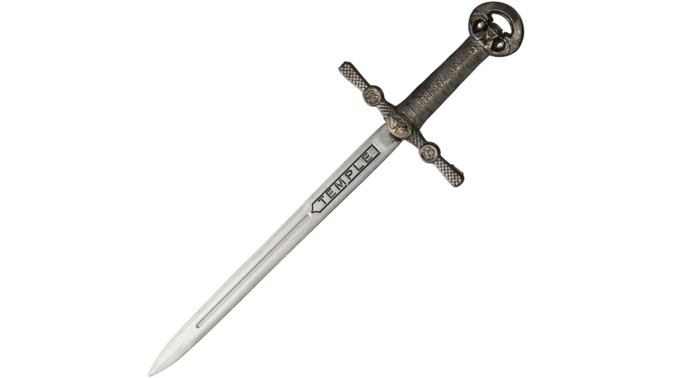 Gladius Temple Letter Opener, 4.5 unsharpened metal alloy blade, Silver finger grooved metal alloy handle, 1280