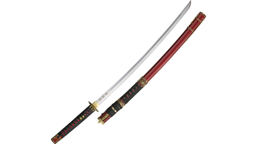 Gladius Tokagawa Katana, 29 carbon steel blade, Red rayskin handle with black leather wrap, 110