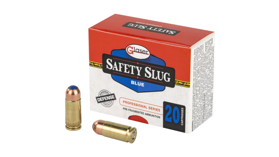 Glaser Ammo Blue 9mm Luger, 80 grain, 20 Rounds Pistol Ammo, GL0060020