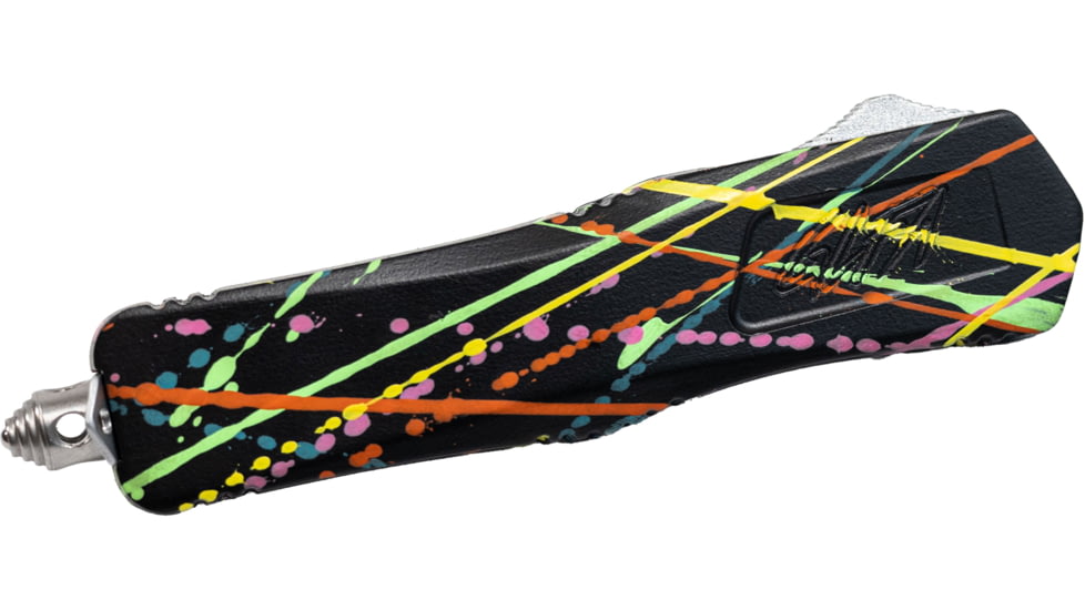 GLFA Smooth Spring Assisted OTF Knife, Smooth Blade, Black Splatter, 8", GL-KMD-SMT S-BLK