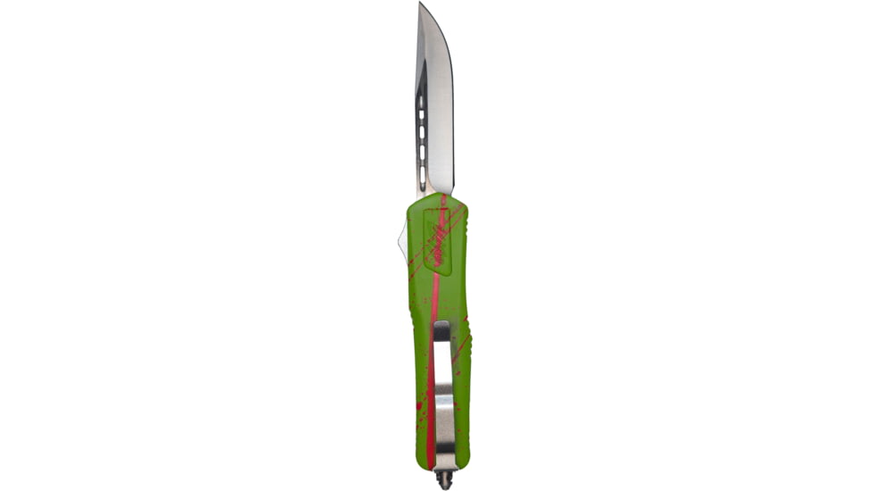 GLFA Smooth Spring Assisted OTF Knife, Smooth Blade, Green with Orange Splatter, 8", GL-KMD-SMT S-ZOM