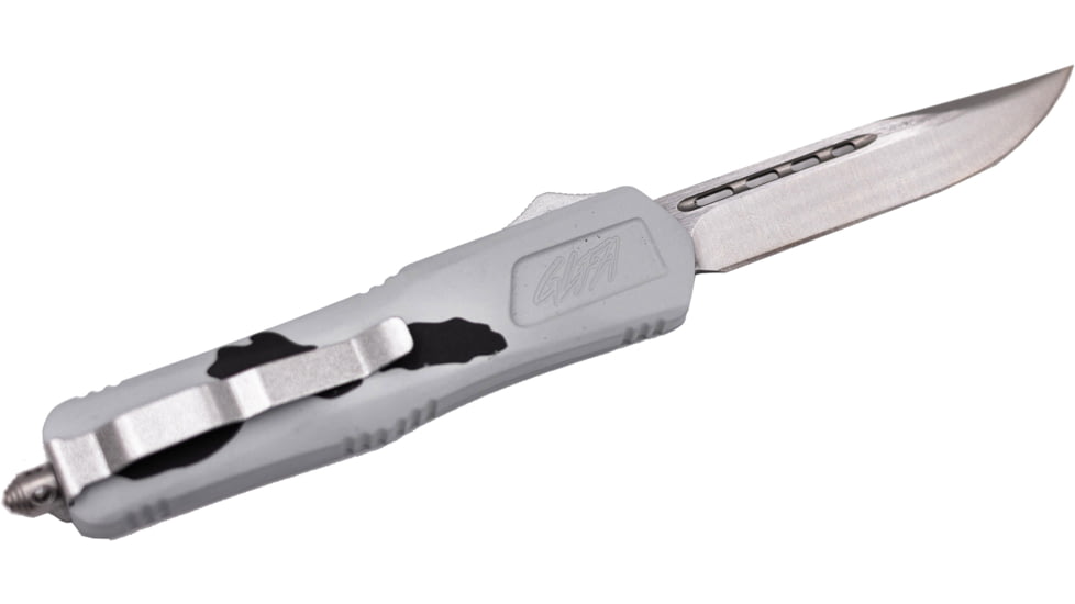 GLFA Smooth Spring Assisted OTF Knife, Smooth Blade, White and Black, 8", GL-KMD-SMT P-SNO