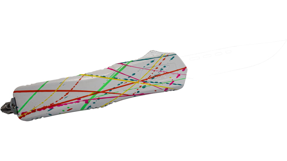 GLFA Smooth Spring Assisted OTF Knife, Smooth Blade, White Splatter, 7", GL-KSM-SMT S-WHT