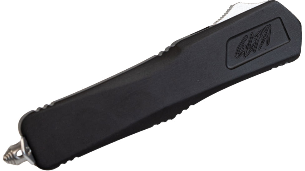 GLFA Spring Assisted OTF Knife, Serrated Blade, Black, 8", GL-KMD-SRT BLK