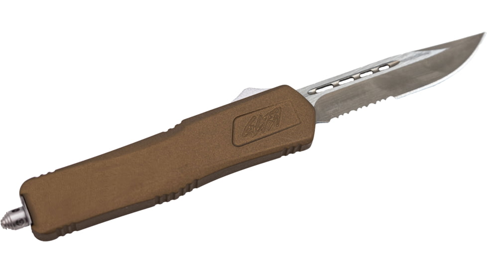 GLFA Spring Assisted OTF Knife, Serrated Blade, Bronze, 8", GL-KMD-SRT BRZ