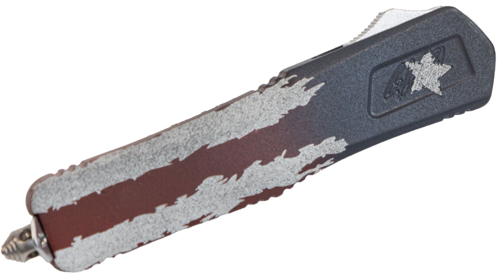 GLFA Spring Assisted OTF Knife, Serrated Blade, Red White and Blue, 8", GL-KMD-SRT F-AMF