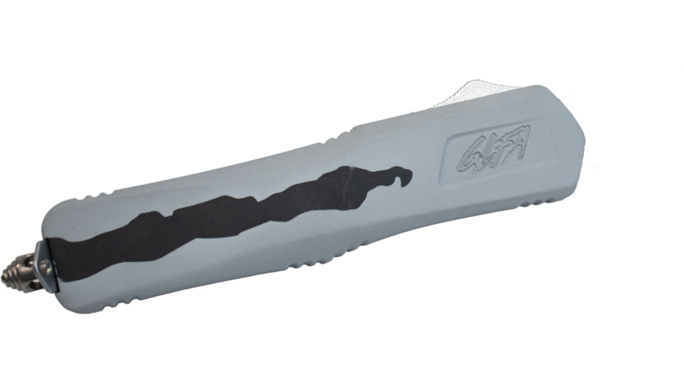 GLFA Spring Assisted OTF Knife, Serrated Blade, White and Black, 8", GL-KMD-SRT P-SNO