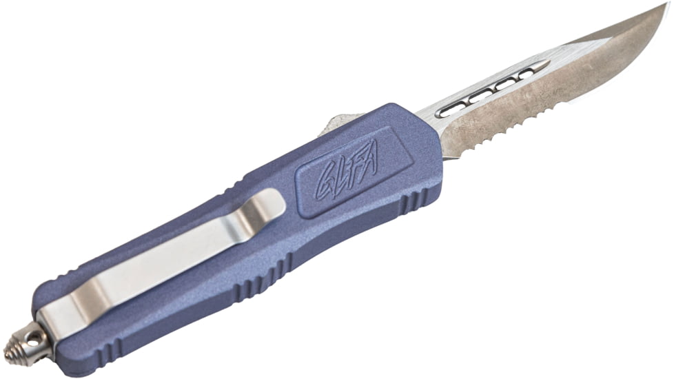 GLFA Spring Assisted OTF Knife, Serrated Blade, Wild Orchid, 7", GL-KSM-SRT ORC