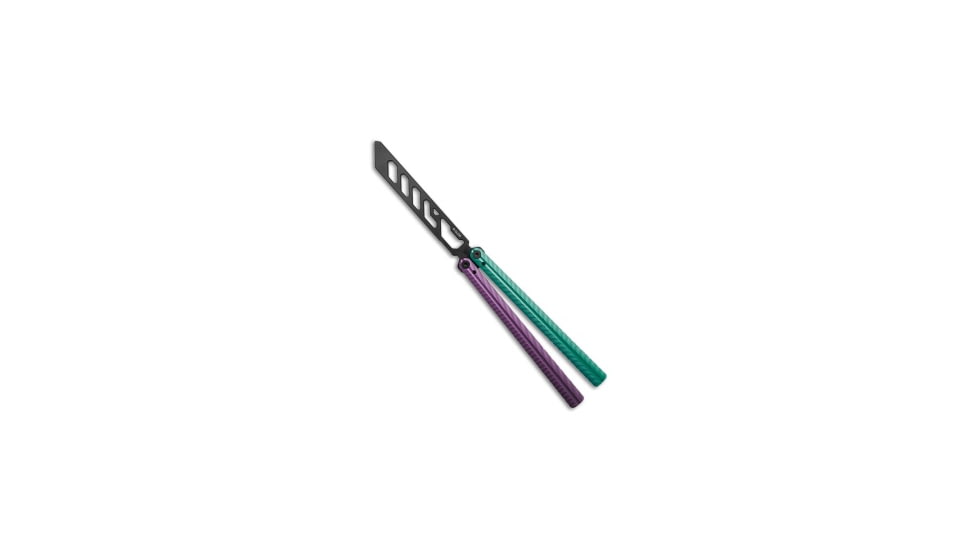 Glidr Glidr Pacific Butterfly Knife Blurple Aluminum 4.6&quot; Black Trainer, Blue/Purple, 440C, adult, BHQ-204134