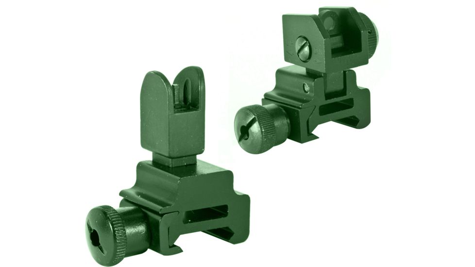 Global Military Gear AR15/M4 Front and Rear Flip-up Sight Combo - OD Green GM-FRFUS1-OD