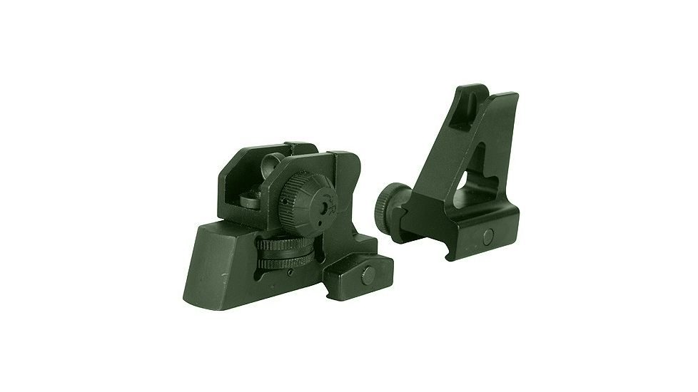 Global Military Gear A2 Style Sights, AR15/M4, Set, OD Green, GM-FRS1-OD