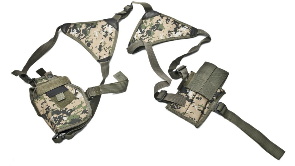 Global Military Gear Shoulder Tactical Holster W Double Mag Pouch Woodland Digital Full Size Autos