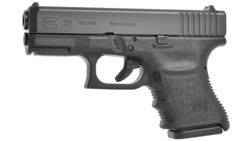 Glock 29SF Pistol, 10mm Auto, 3.78in barrel, polymer frame, integrated polymer grip, recoil operated semi-automatic, fixed, white dot front, white square U rear, 10 round magazine, G29SF-FRRMPG