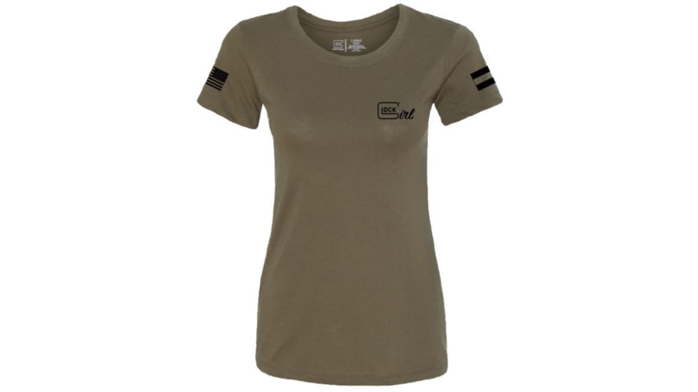 Glock Ladies glock Girl Flag Tee Short Sleeve Lg Mil Grn