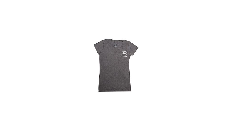 Glock Short Sleeve GLOCK Perfection Womens V-Neck T-Shirt, Charcoal, Small, GLAA68160