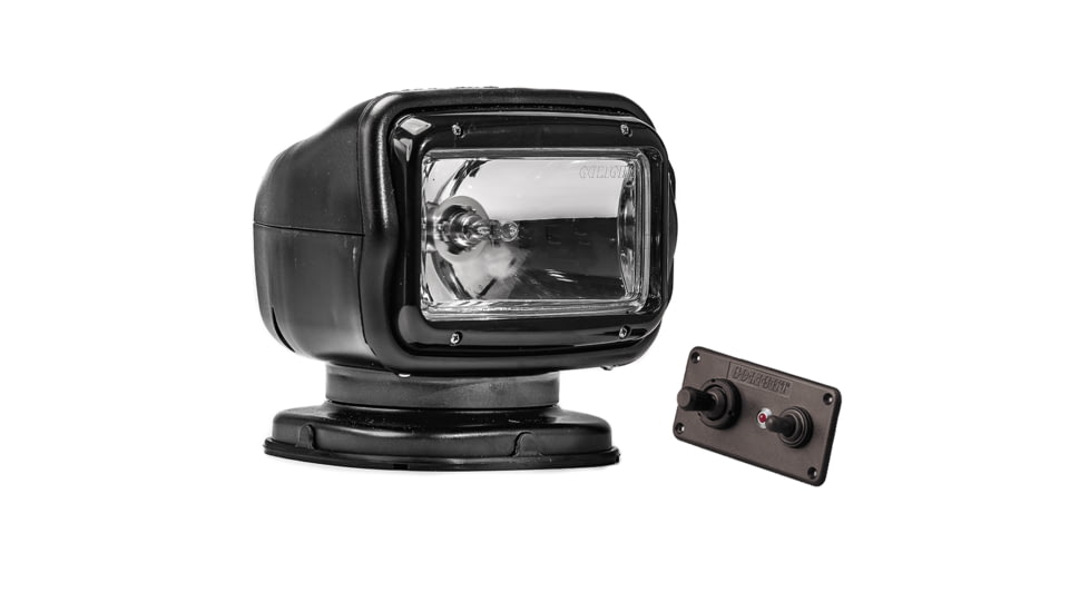 GoLight Radioray GT Series Halogen Permanent Mount Searchlight w/ Hardwired Dash Mount Remote, Black, 2021GT