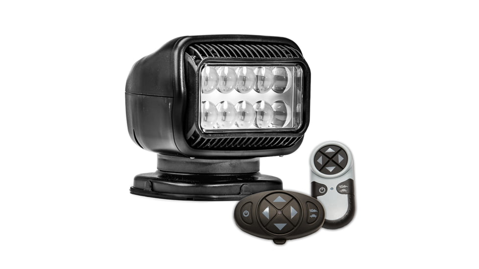 GoLight Radioray GT Series LED Permanent Mount Searchlight w/ Wireless Dash Mount Remotes, Black, 20574GT