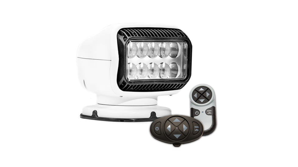 GoLight Radioray GT Series LED Permanent Mount Searchlight w/ Wireless Dash Mount Remotes, White, 20074GT