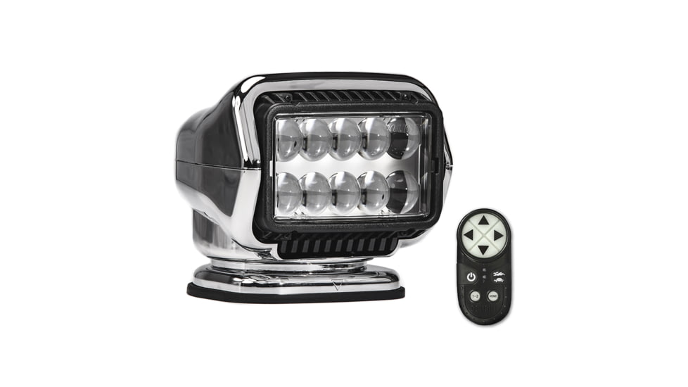 GoLight Stryker ST Series 544,000 Candela LED Permanent Mount Searchlight w/ Wireless Handheld Remote, Chrome, 30064ST