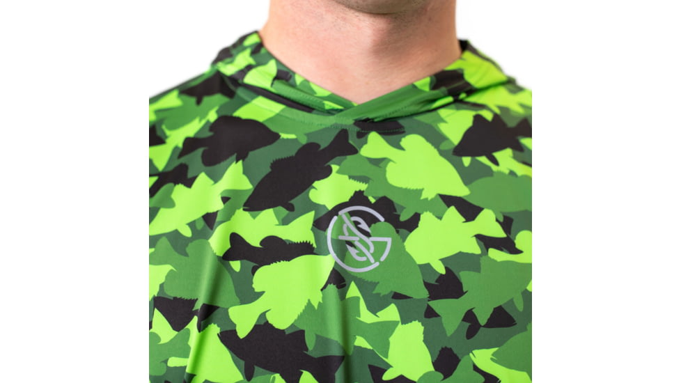 Googan Squad Green Fish Camo Hooded Long-Sleeve Shirt - Mens, 3XL, GS007-3X