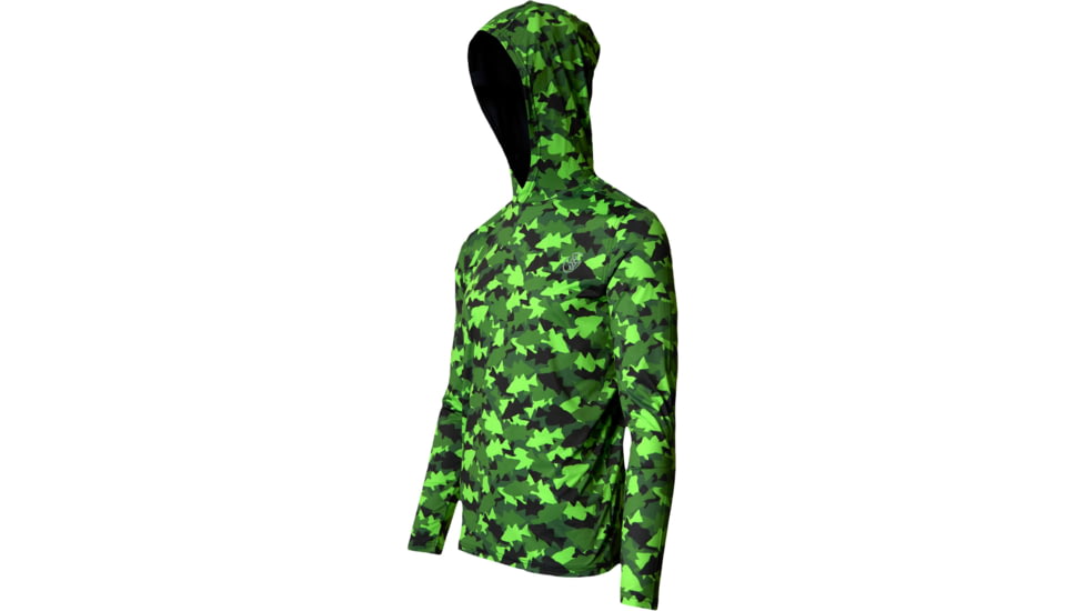Googan Squad Green Fish Camo Hooded Long-Sleeve Shirt - Mens, 3XL, GS007-3X