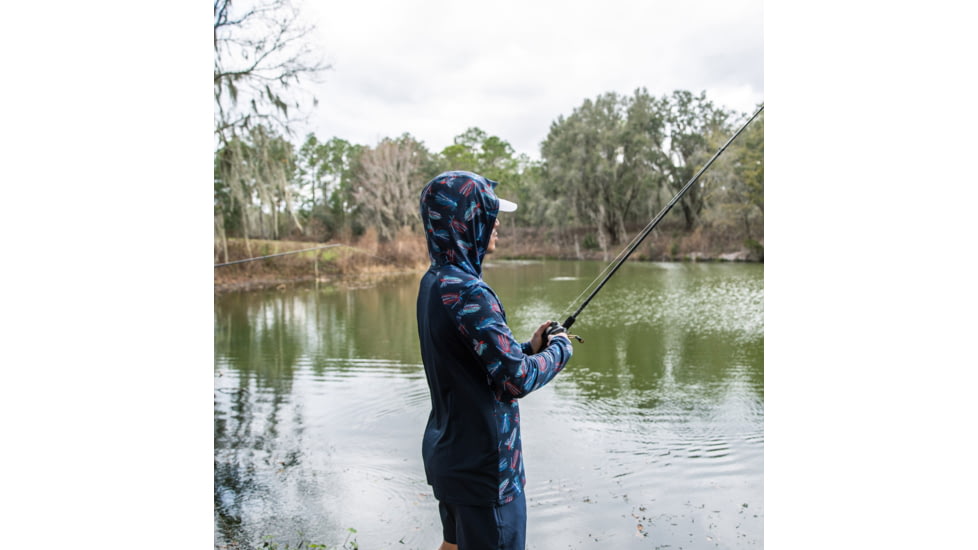 Googan Squad Patriotic Jigs Hooded Long-Sleeve Shirt w/Mesh Back - Mens, Medium, GS239-M