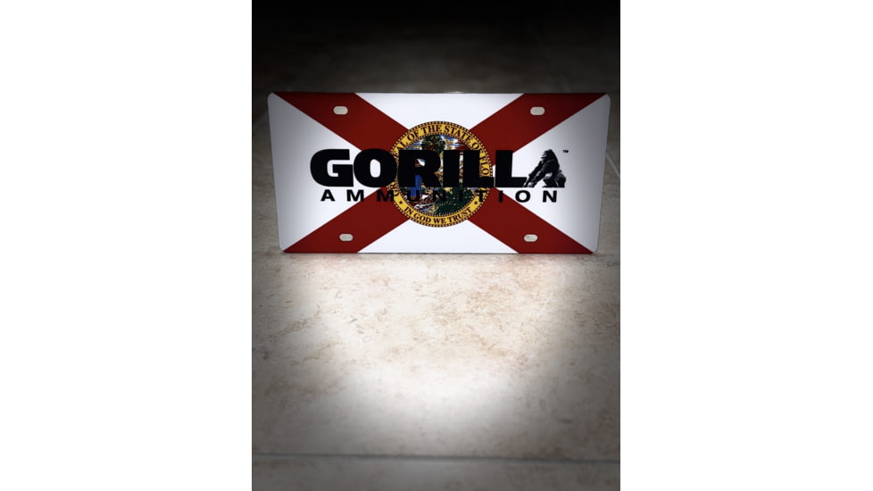 Gorilla Ammunition Florida Flag License Plate, Logo, Aluminum, gpf-156773