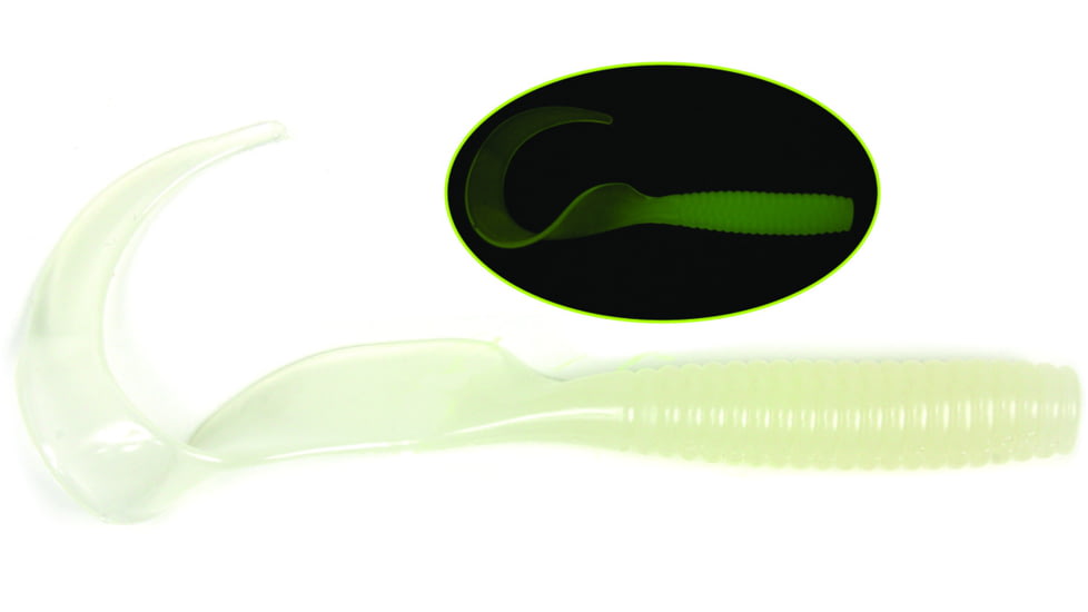GOT-CHA 6" Saltwater Curltail Grubs Curltail Grub, 8" Nite Glow, 25/Pack, H8CT25-19