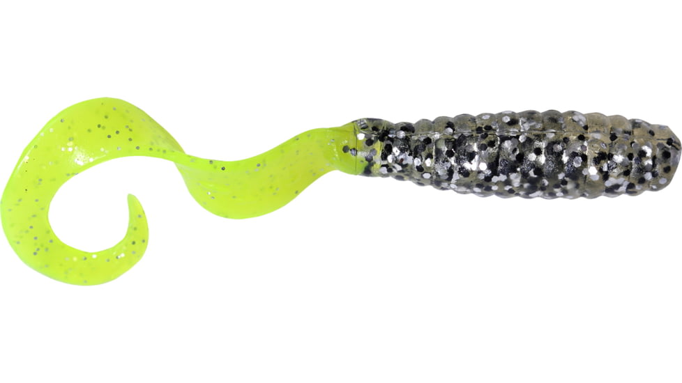 GOT-CHA Curltail Grub Curltail Grub, 4" Clear Flake/Chartreuse Tail, 20/Pack, H4CT20-34