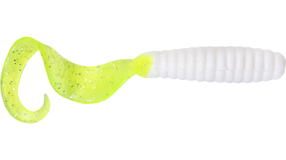 GOT-CHA Curltail Grub Curltail Grub, 4" White/Chartreuse Tail, 20/Pack, H4CT20-33