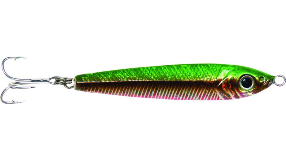 GOT-CHA Jigfish Lure, 2 1/4in, 3/4 oz, Number 6 Treble Hook Green/Brown/Yellow/Silver, JF34-GBYL
