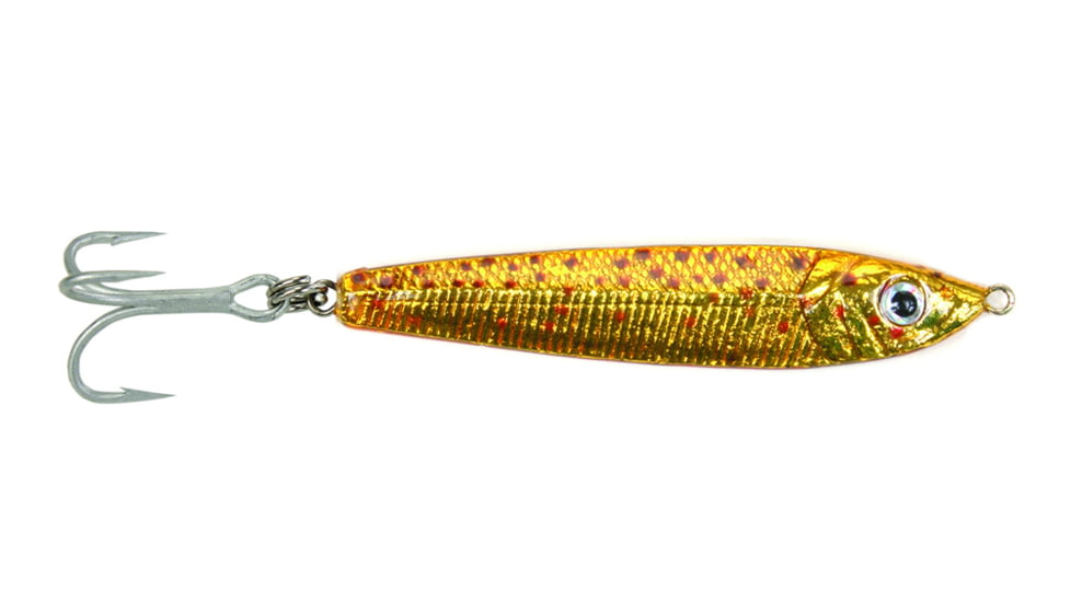GOT-CHA Jigfish Lure, 3 1/2in, 2 oz, 1/0 Treble Hook, Gold, JF2-GLD
