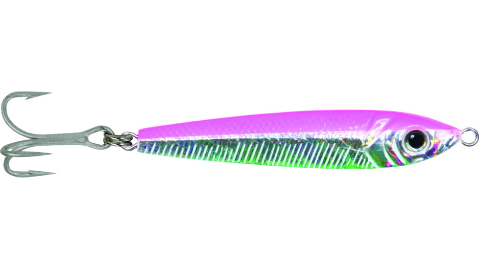 GOT-CHA Jigfish Lure, 3 1/2in 2 oz, 1/0 Treble Hook, Pink/Chrome, JF2-PC