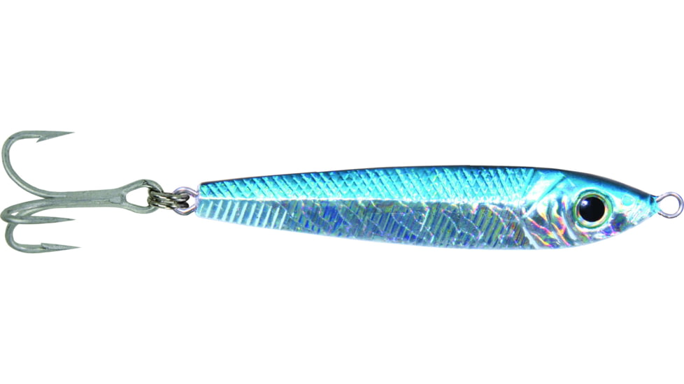 GOT-CHA Jigfish Lure, 3in, 1 1/2 oz, Sz 4 Treble Hook Chrome/Blue, JF15-CB