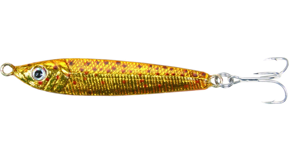 GOT-CHA Jigfish Lure, 3in 1 1/2 oz, Sz 4 Treble Hook, Gold, JF15-GLD
