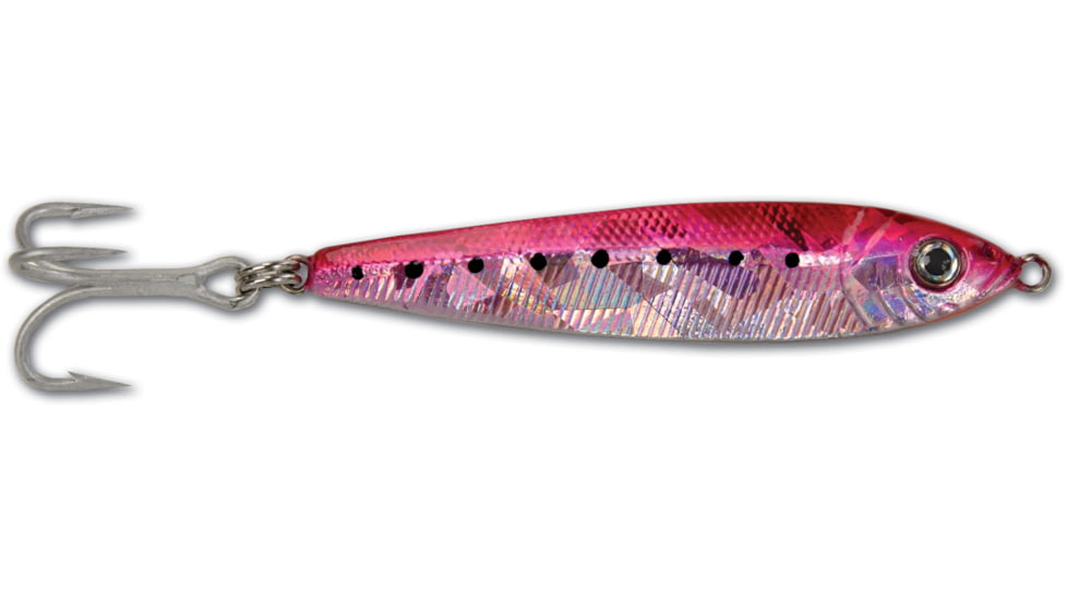 GOT-CHA Jigfish Lure, 4in, 4 oz, 3/0 Treble Hook, Pink/Silver, JF4-PS
