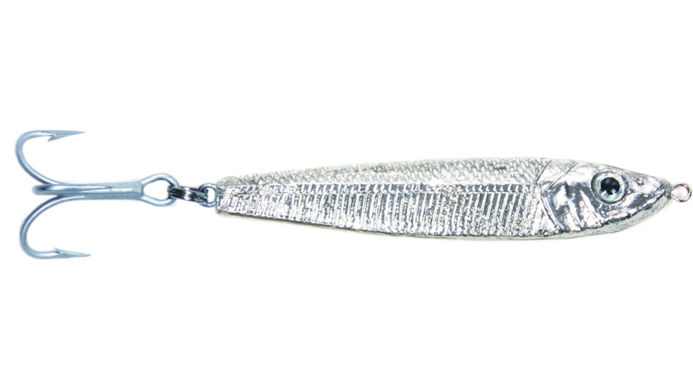 GOT-CHA Jigfish Lure, 4in, 4 oz, 3/0 Treble Hook, Silver, JF4-SIL