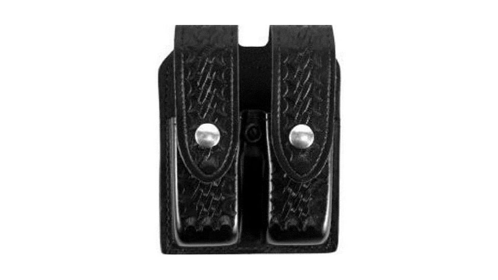 Gould &amp; Goodrich Double Magazine Case w/Snap Closure, Basket Brass Snap - Beretta 92/96, Black Weave, B627-3WBR