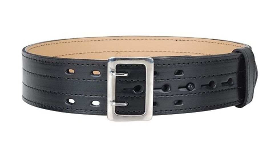 Gould &amp; Goodrich K-Force Lined Duty Belt, 4 Row Stitched, 44, Nickel, Hi-Gloss, H59-44C4R