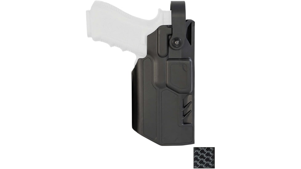 Gould &amp; Goodrich TELR Duty OWB Belt Holster, Glock 19/45 All Gens/23 Gens 3/4, Security Hood, Left, Black Weave, X5000-19H-1WLH
