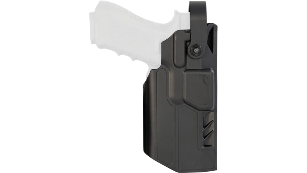 Gould &amp; Goodrich TELR Duty OWB Belt Holster, Glock 19/45 All Gens/23 Gens 3/, Security Hood, 4 Belt Loop, Right, Black, X5000-19H-1