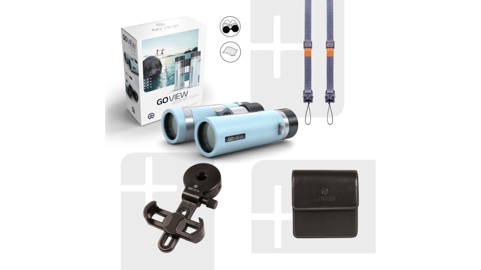 GoView ZOOMR 10x34mm Roof Prism Binoculars, Miami Blue, 4260527415978