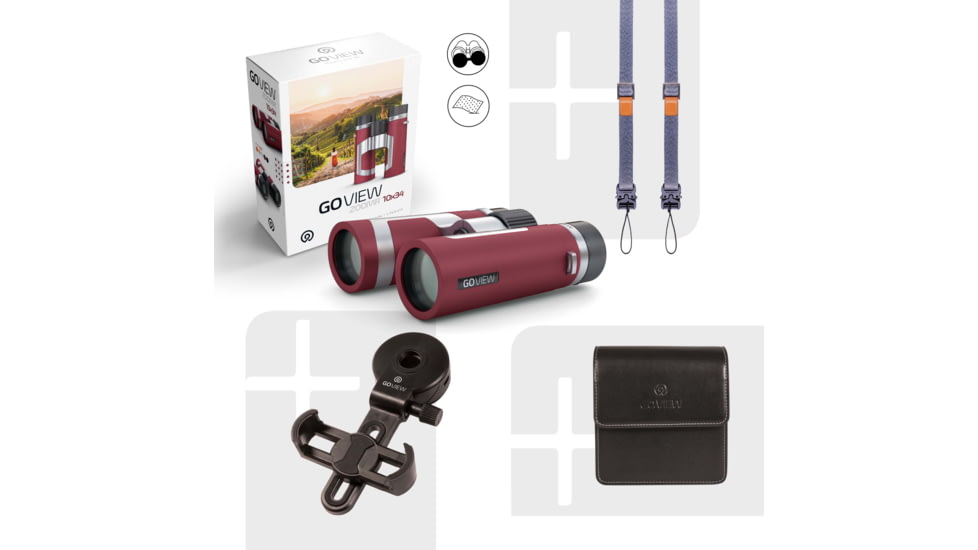 GoView ZOOMR 10x34mm Roof Prism Binoculars, Ruby Red, 4260527415961