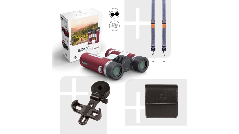 GoView ZOOMR 8x26mm Roof Prism Binoculars, Ruby Red, 4260527415916
